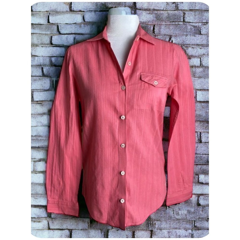 Volcom Pink 100% Cotton Button Down Shirt w Lace Back Yoke Western Womens Size S